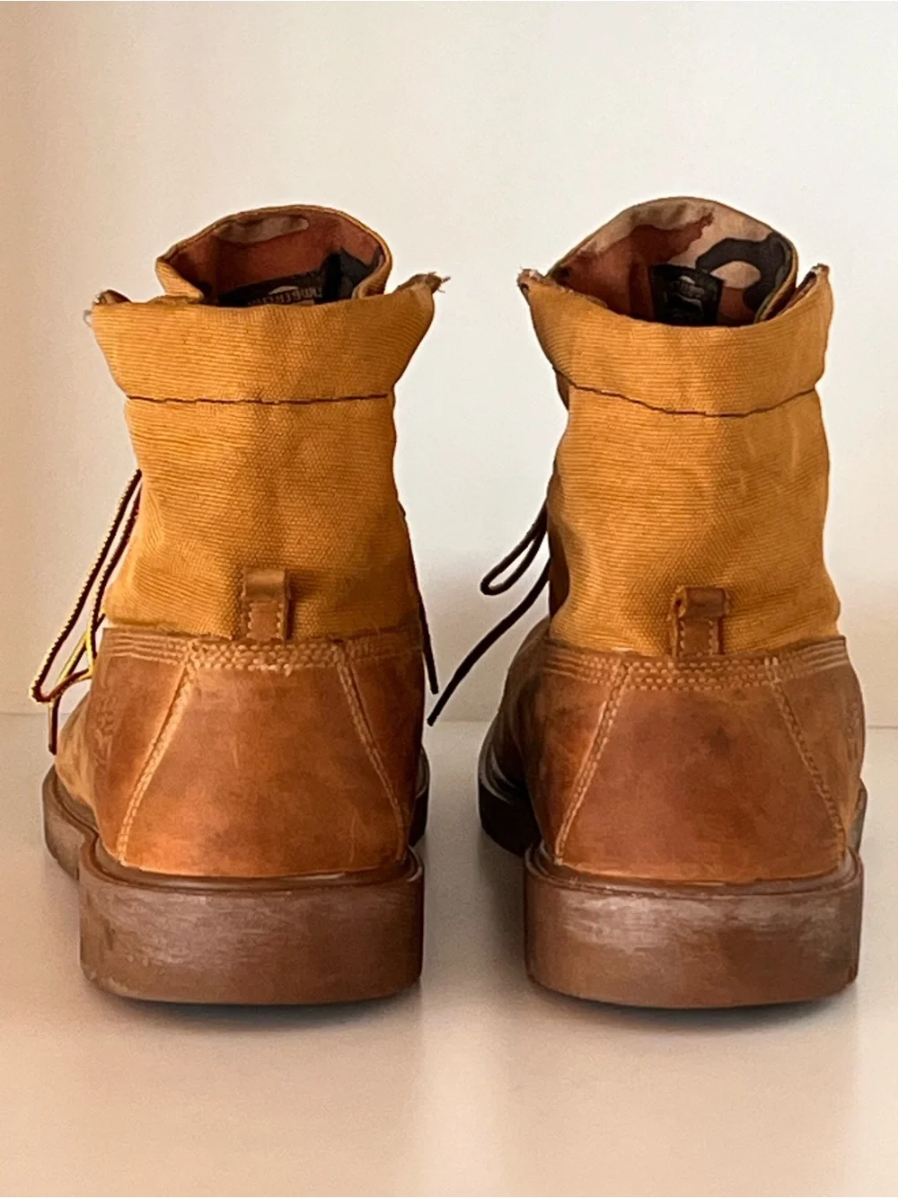 Timberland Roll Top Canvas Leather Boots Wheat Camo Men 13 Excellent Condition